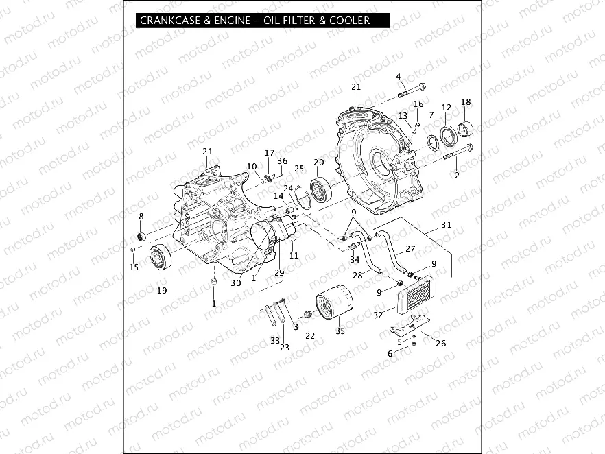 CRANKCASE & ENGINE - OIL FILTER & COOLER 103 â¢