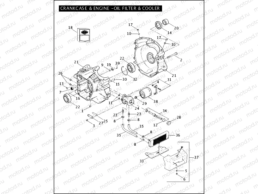 CRANKCASE & ENGINE - OIL FILTER & COOLER - TWIN CAM 103â¢