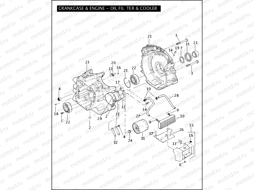 CRANKCASE & ENGINE - OIL FILTER & COOLER - TWIN CAM 110â¢
