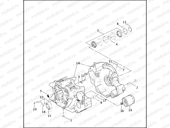 CRANKCASE & ENGINE OIL FILTER - Twin Cam 88Bâ¢