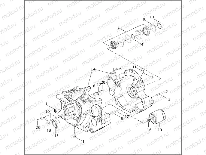 CRANKCASE & ENGINE OIL FILTER - Twin Cam 88Bâ¢