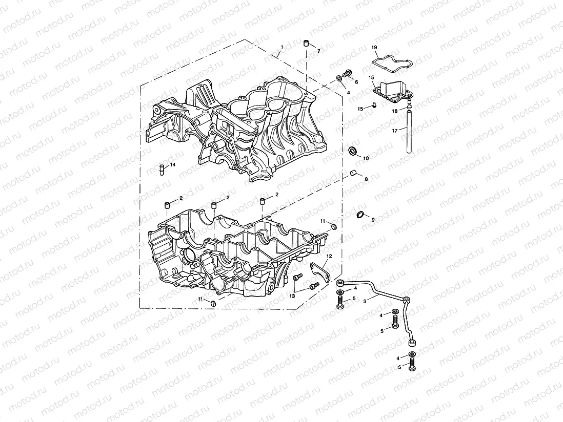 Crankcase & Fittings Eng No 228631 >