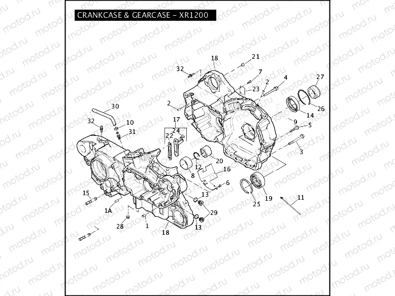CRANKCASE & GEARCASE - XR1200