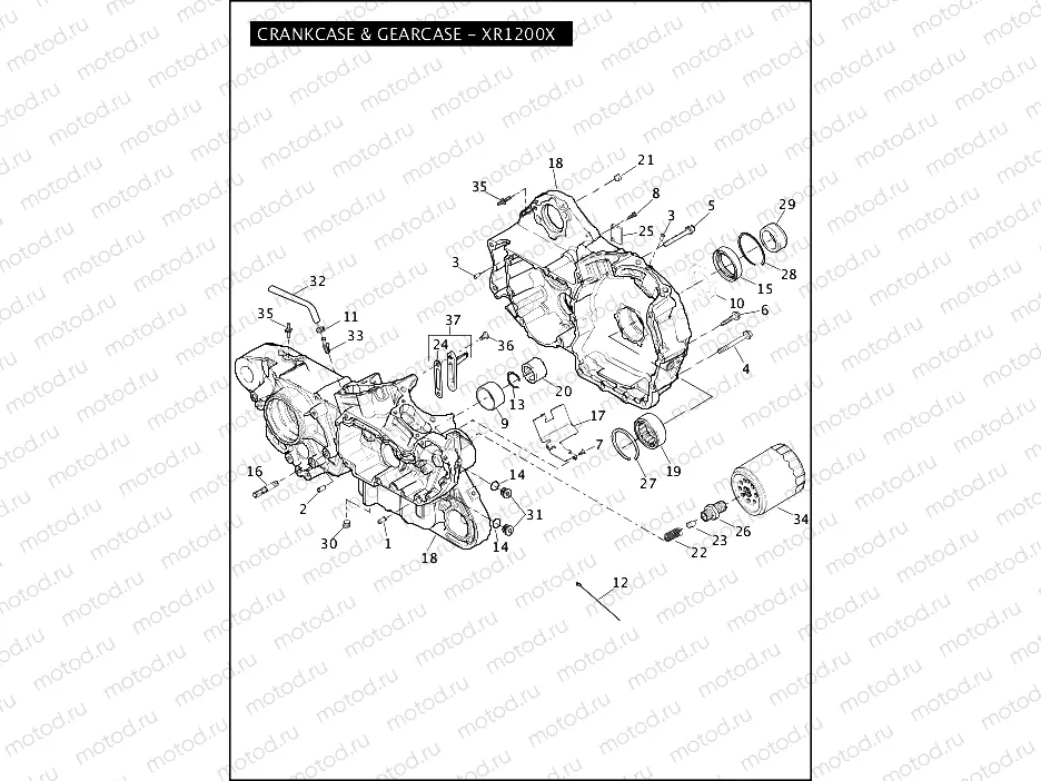 CRANKCASE & GEARCASE - XR1200X