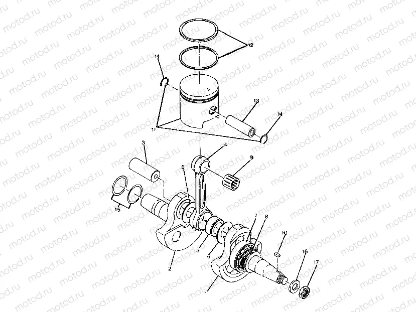 CRANKSHAFT and PISTON 250 2X4 - Update (4919781978034A) | CRANKSHAFT and PISTON 250 2X4 - Update (4919781978034A)