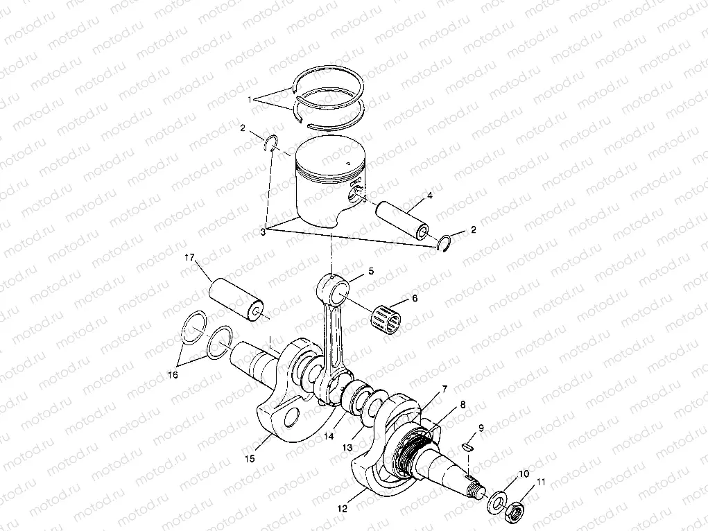 CRANKSHAFT and PISTON  2X4 300 W957530 (4930053005C008) | CRANKSHAFT and PISTON  2X4 300 W957530 (4930053005C008)