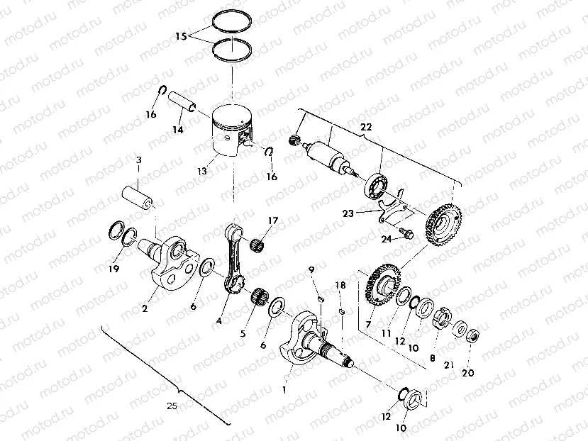 CRANKSHAFT and PISTON 350 2X4-Update (4919821982036A) | CRANKSHAFT and PISTON 350 2X4-Update (4919821982036A)