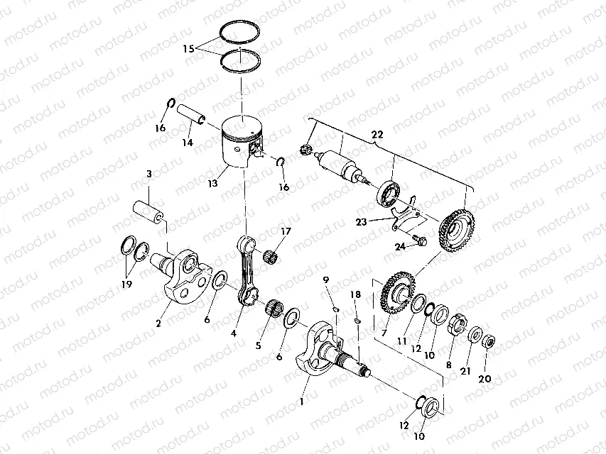 CRANKSHAFT and PISTON 350 2X4 / W927539 (4922882288032A) | CRANKSHAFT and PISTON 350 2X4 / W927539 (4922882288032A)