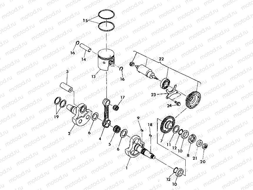 CRANKSHAFT and PISTON 350 4X4 - Update (4919831983042A) | CRANKSHAFT and PISTON 350 4X4 - Update (4919831983042A)