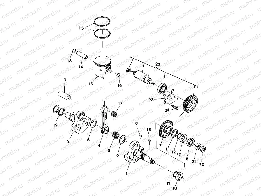 CRANKSHAFT and PISTON 350 4X4/W928139 (4922832283038A) | CRANKSHAFT and PISTON 350 4X4/W928139 (4922832283038A)