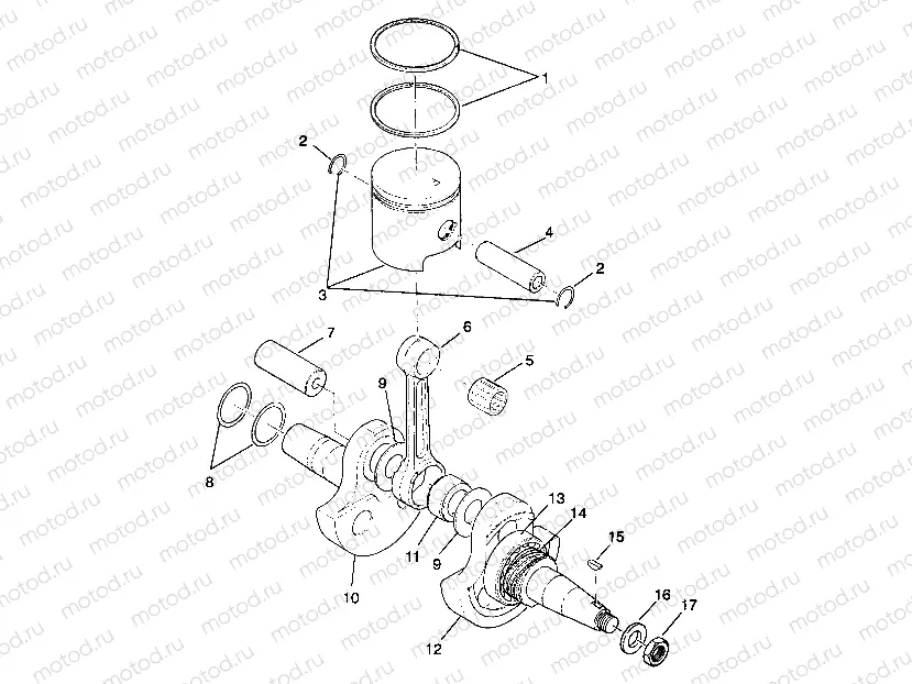 CRANKSHAFT and PISTON 4X4 250 W938127 (4924042404035A) | CRANKSHAFT and PISTON 4X4 250 W938127 (4924042404035A)