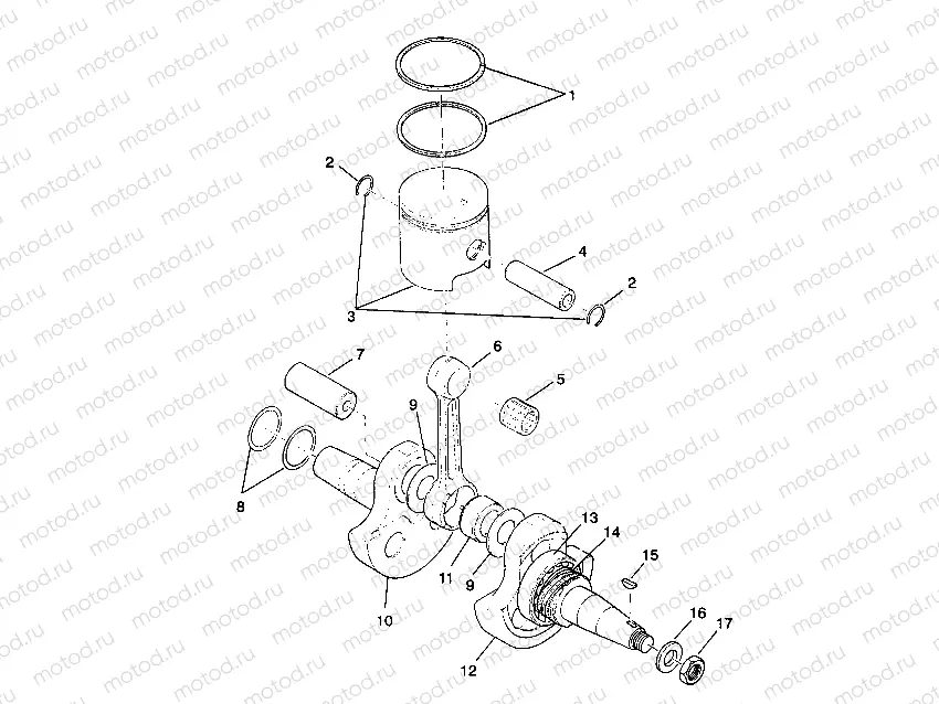 CRANKSHAFT and PISTON 6X6 250 W938727 (4924092409043A) | CRANKSHAFT and PISTON 6X6 250 W938727 (4924092409043A)