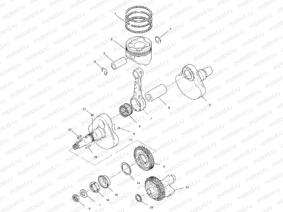 CRANKSHAFT and PISTON - A02CD50AA/AB/FB (4970197019D06) | CRANKSHAFT and PISTON - A02CD50AA/AB/FB (4970197019D06)