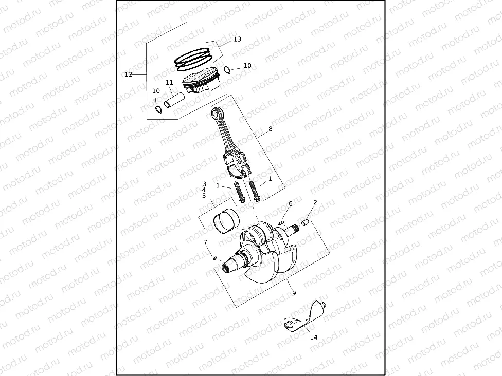 CRANKSHAFT AND PISTON ASSEMBLY