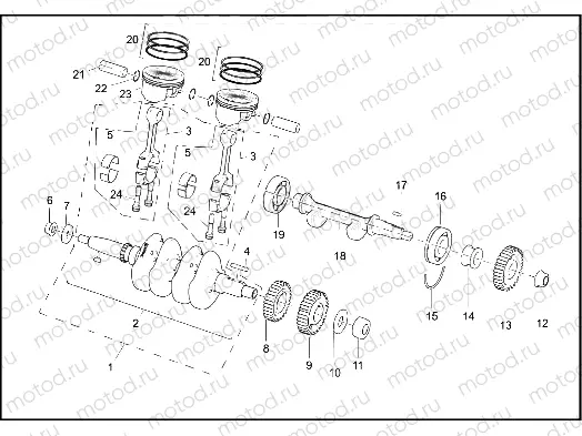CRANKSHAFT AND PISTON ASSEMBLY