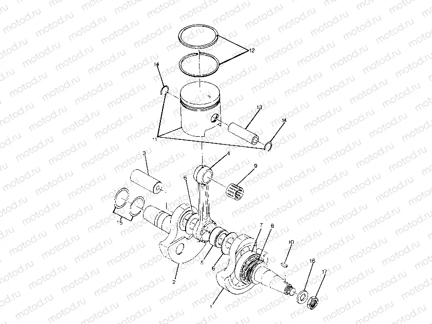 CRANKSHAFT and PISTON ASSEMBLY TRAIL BLAZER (4919761976034A) | CRANKSHAFT and PISTON ASSEMBLY TRAIL BLAZER (4919761976034A)