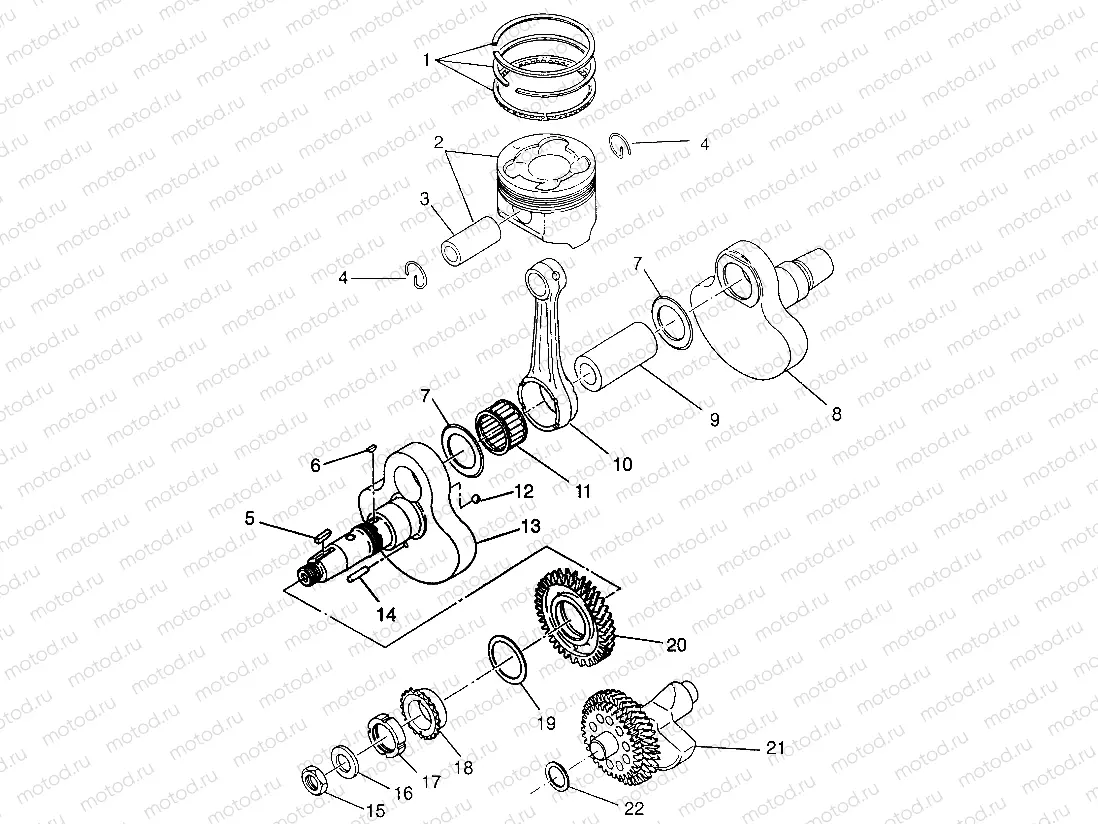 CRANKSHAFT and PISTON Magnum 4X4 W968144 and Swedish Magnum 4X4 S968144 (4936053605D002) | CRANKSHAFT and PISTON Magnum 4X4 W968144 and Swedish Magnum 4X4 S968144 (4936053605D002)