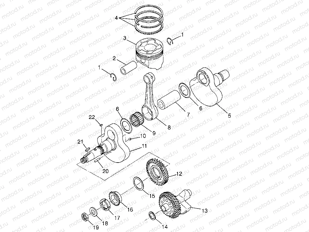 CRANKSHAFT and PISTON Magnum 4X4 W97AC42A | CRANKSHAFT and PISTON Magnum 4X4 W97AC42A, Swedish Magnum 4X4 S97AC42E and (4940834083C014)
