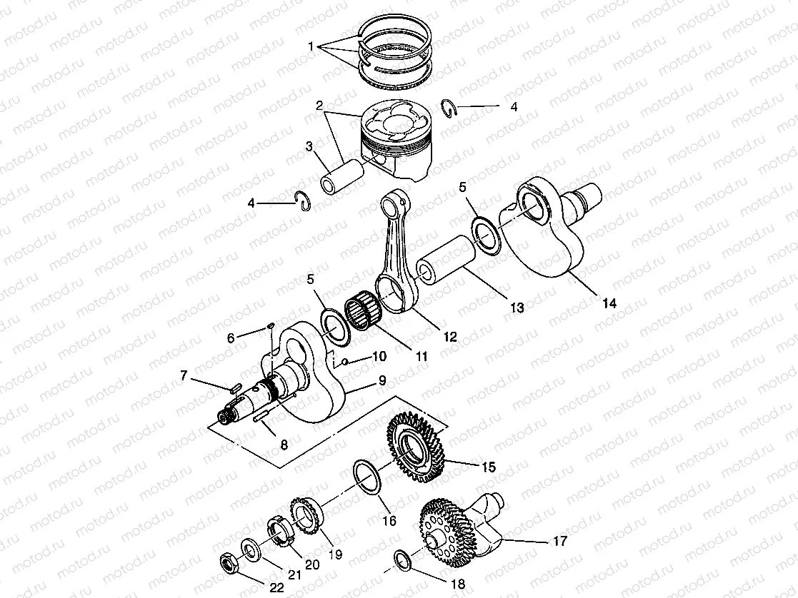 CRANKSHAFT and PISTON Magnum 6X6 - W968744 and Magnum 6X6 Swedish - S968744 (4936073607D009) | CRANKSHAFT and PISTON Magnum 6X6 - W968744 and Magnum 6X6 Swedish - S968744 (4936073607D009)