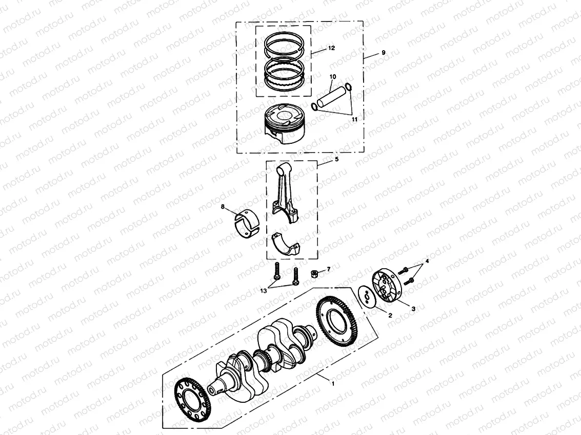 Crankshaft, Conn Rods & Pistons