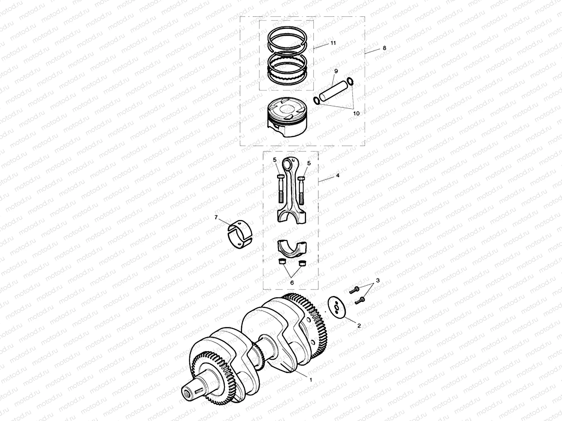 Crankshaft, Connecting Rods & Pi