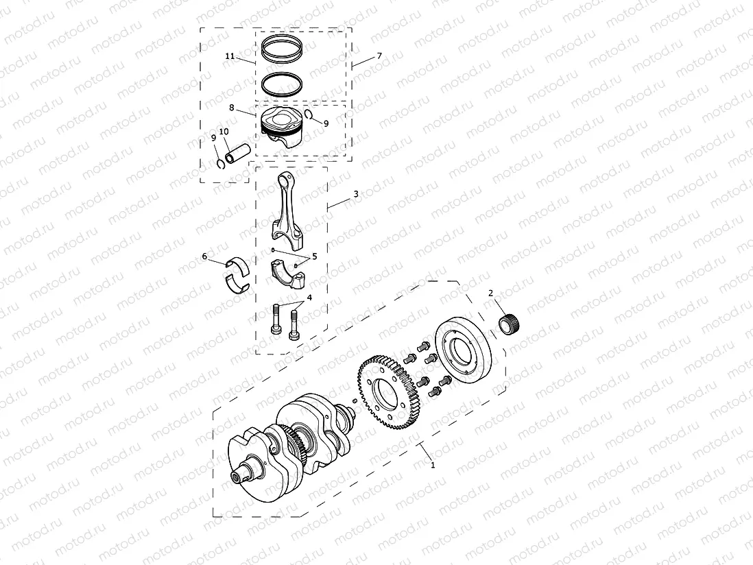 Crankshaft, Connecting Rods & Pistons 914447