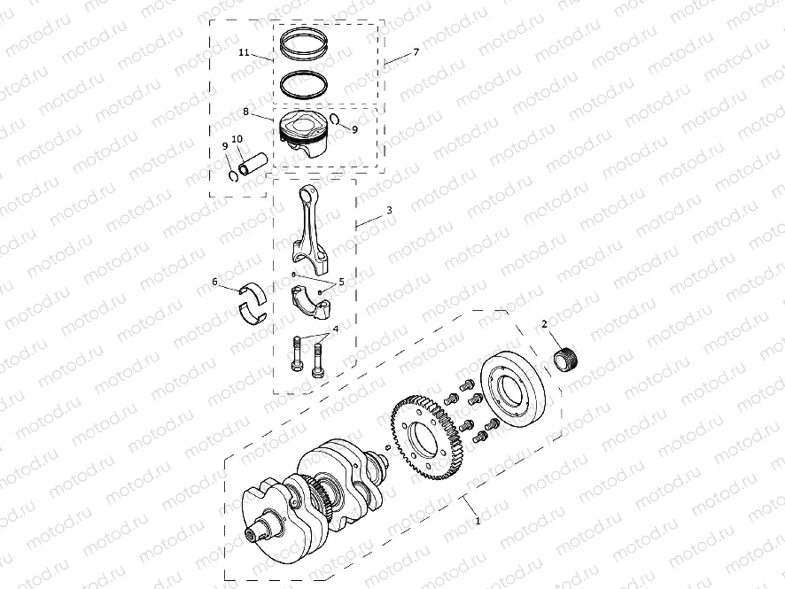 Crankshaft, Connecting Rods & Pistons > 914972 - All Expt BR & IN, > 917474 - BR & IN Only