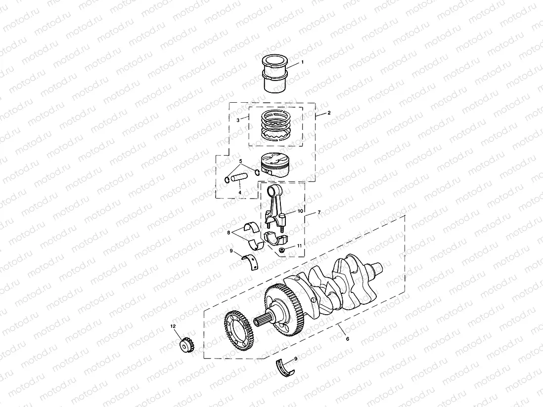 Crankshaft, Connecting Rods, Pistons & Liners