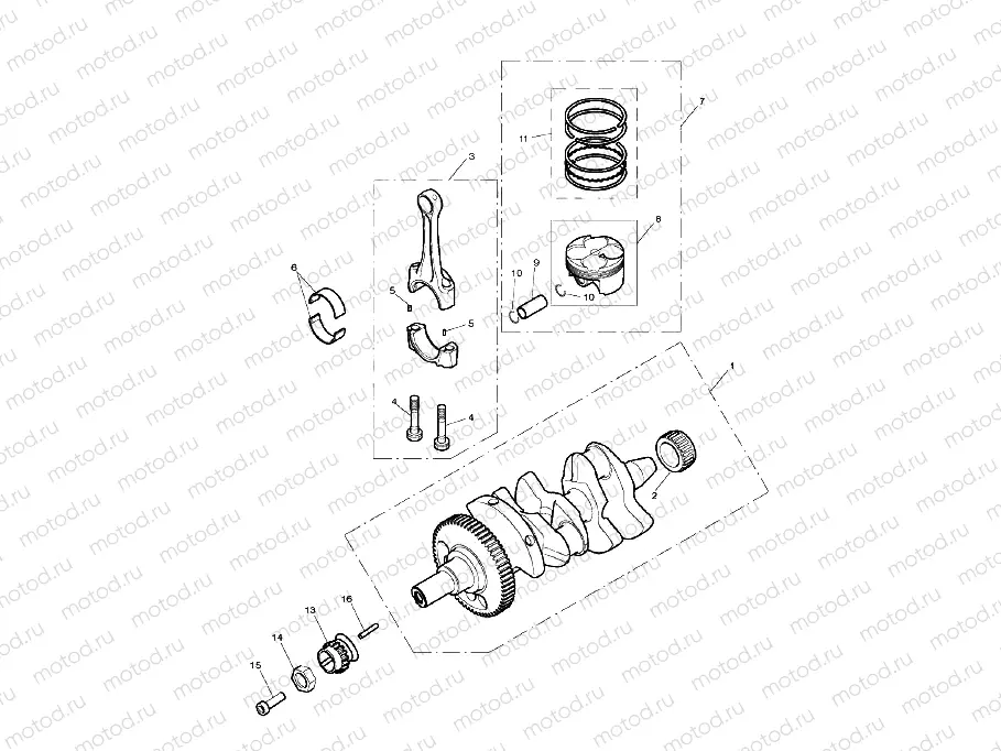 Crankshaft, Connecting Rods, Pistons & Liners