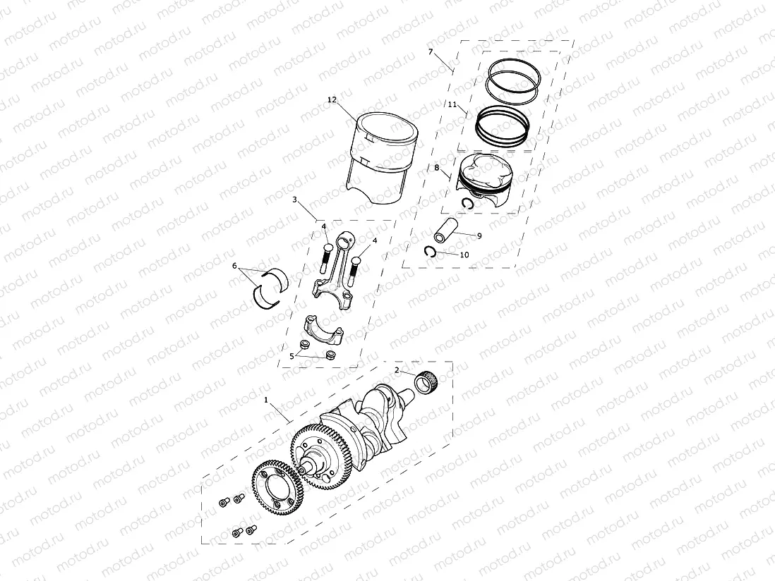 Crankshaft, Connecting Rods, Pistons & Liners