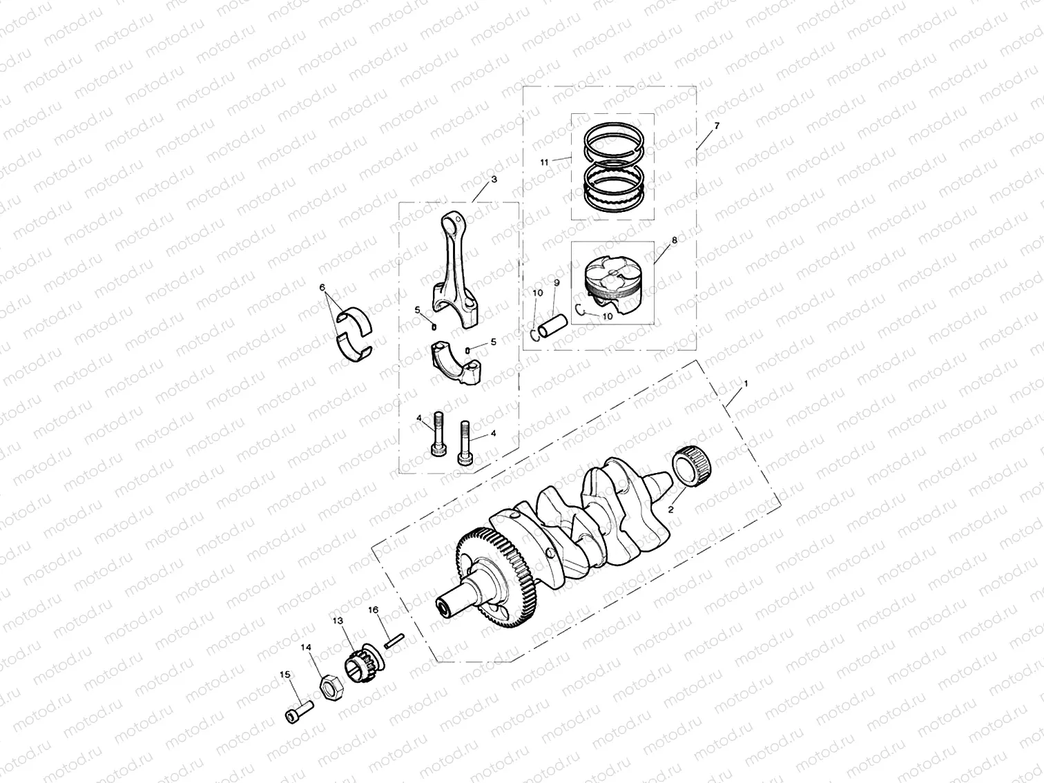 Crankshaft, Connecting Rods, Pistons & Liners