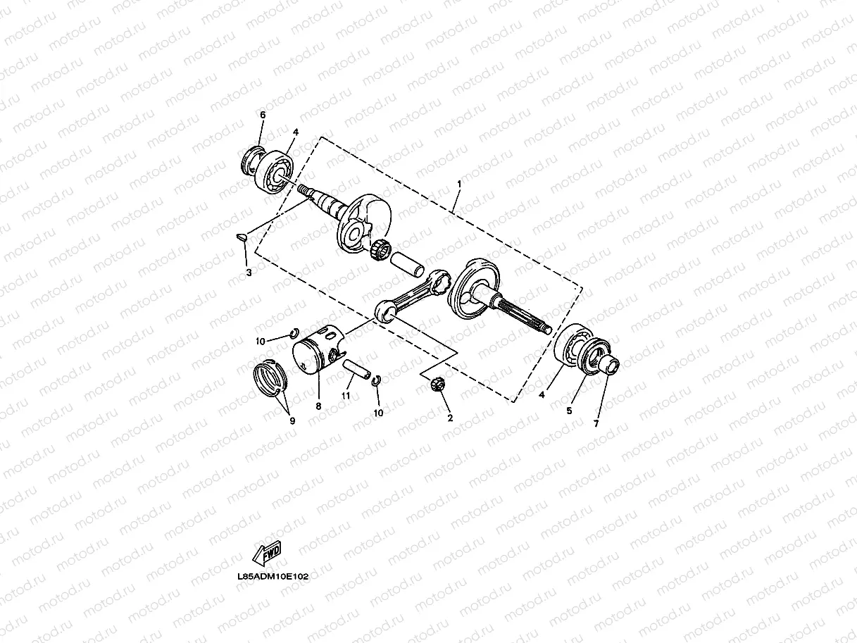CRANKSHAFT. PISTON