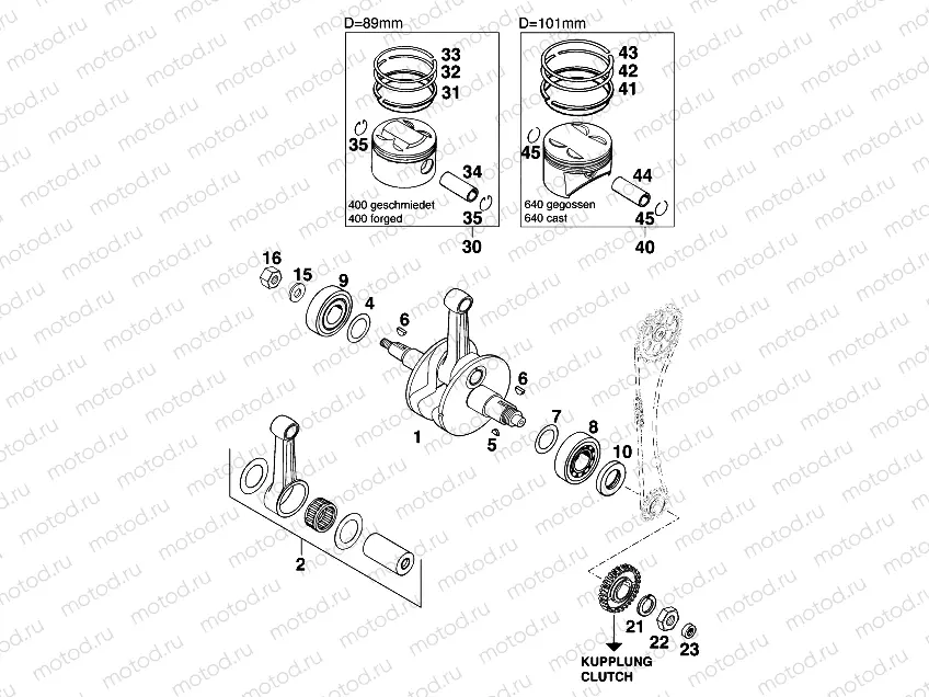 CRANKSHAFT, PISTON