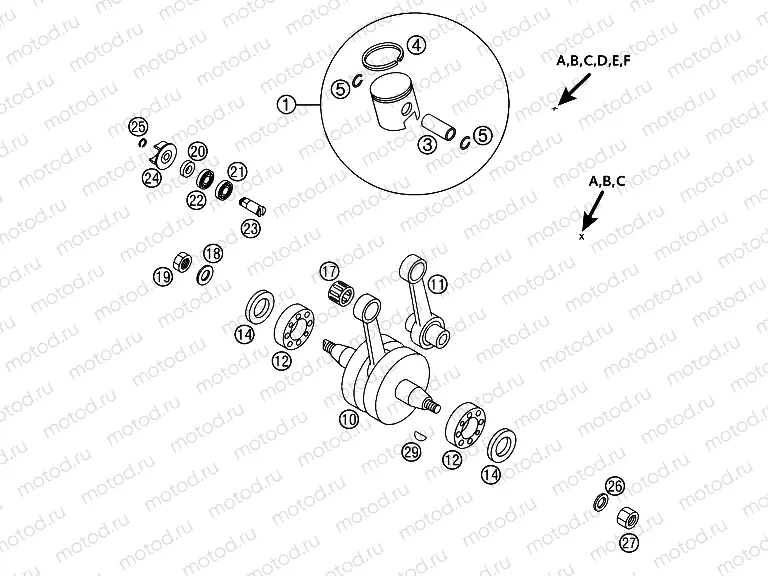 CRANKSHAFT, PISTON