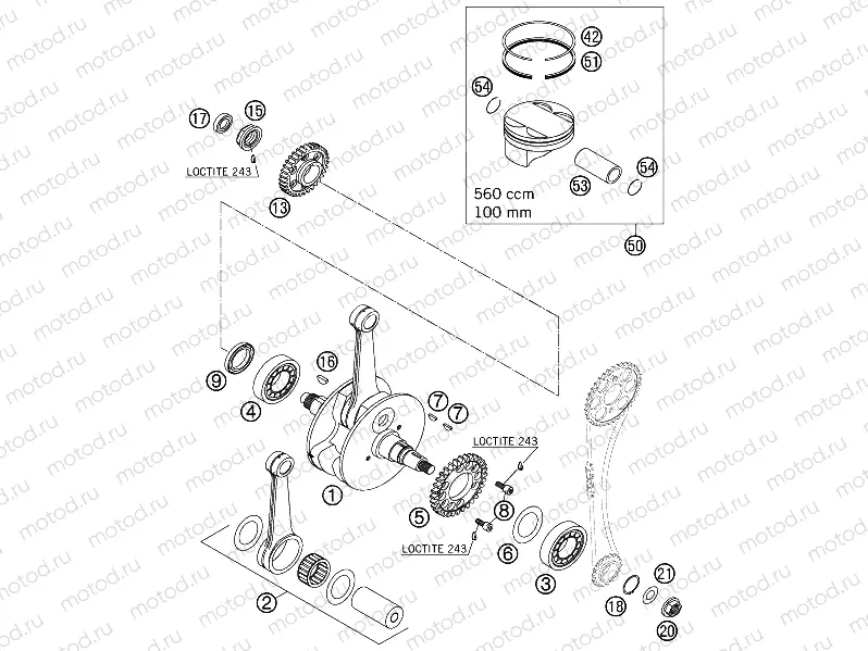 CRANKSHAFT, PISTON