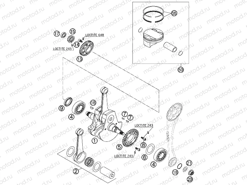 CRANKSHAFT, PISTON
