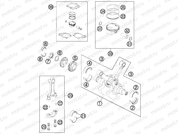 CRANKSHAFT, PISTON