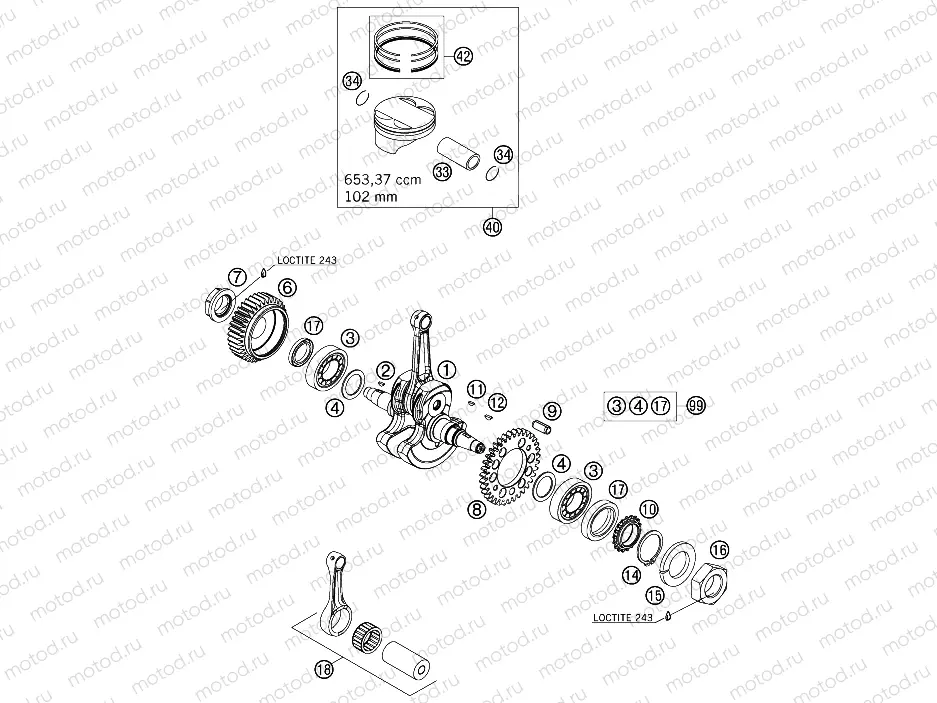 CRANKSHAFT, PISTON