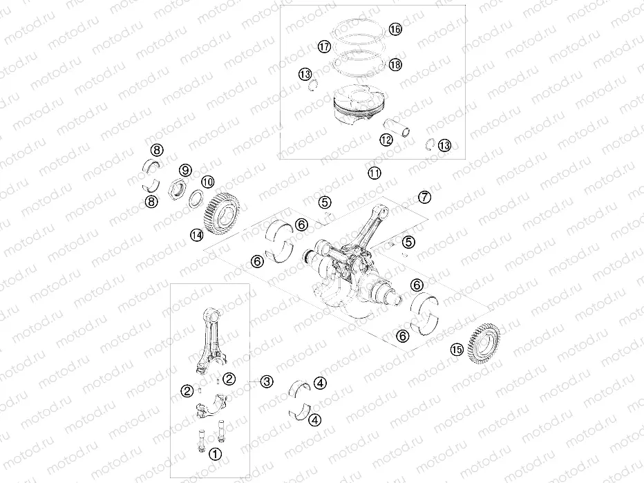 CRANKSHAFT, PISTON