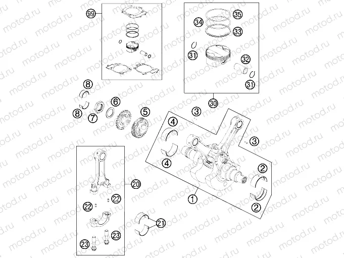 CRANKSHAFT, PISTON