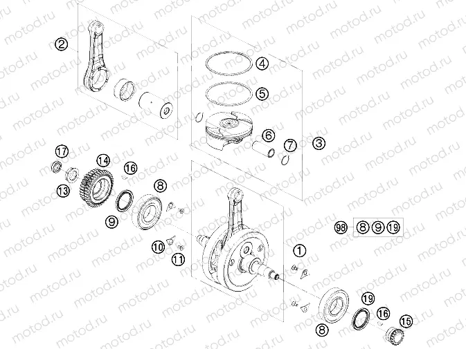 CRANKSHAFT, PISTON