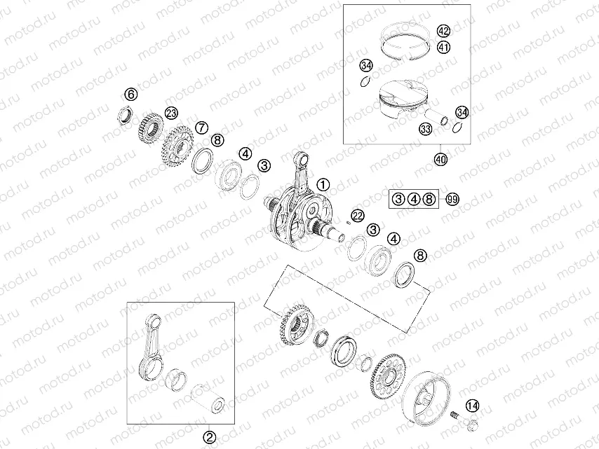 CRANKSHAFT, PISTON