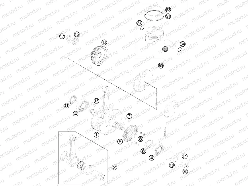 CRANKSHAFT, PISTON