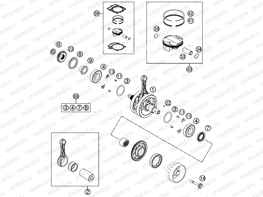 CRANKSHAFT, PISTON