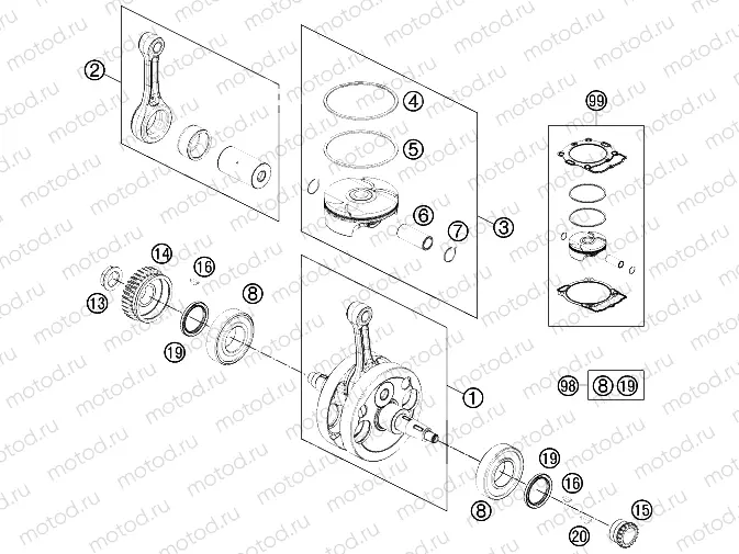 CRANKSHAFT, PISTON