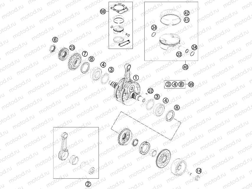 CRANKSHAFT, PISTON