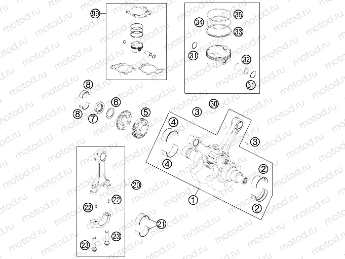 CRANKSHAFT, PISTON