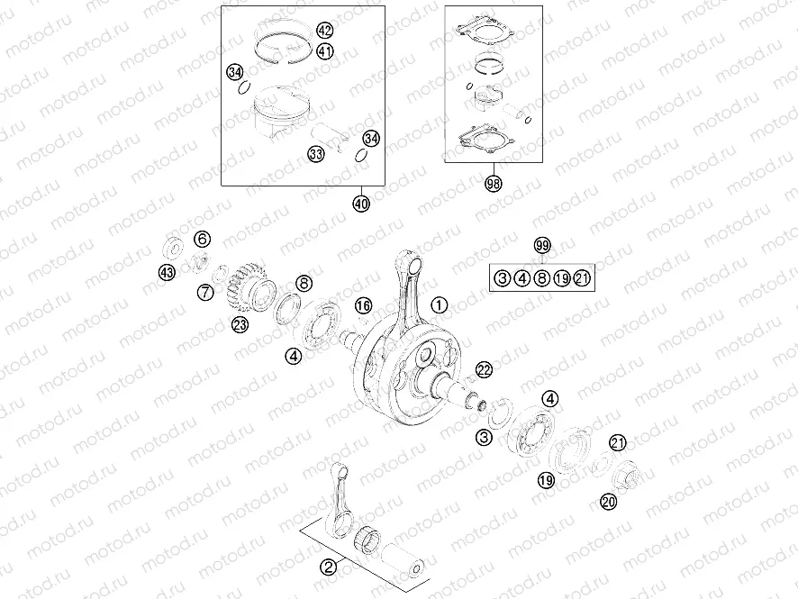 CRANKSHAFT, PISTON