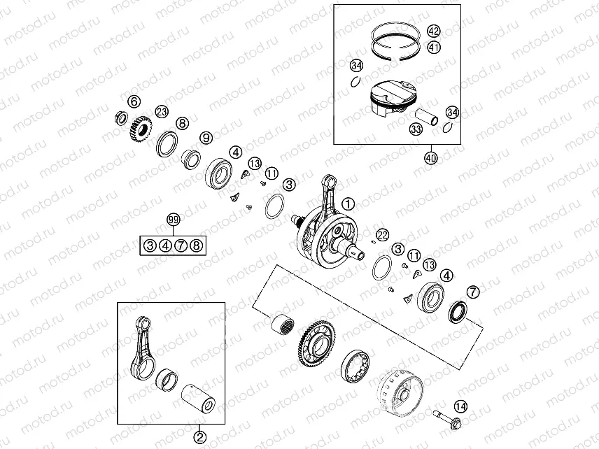 CRANKSHAFT, PISTON