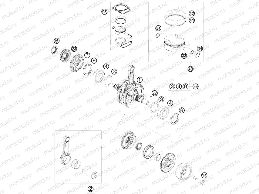 CRANKSHAFT, PISTON